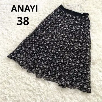 a63 ANAYI 아나이 꽃무늬 블랙 스커트 M 사이즈 38