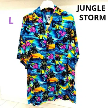 JUNGLE STORM 알로하 셔츠 L 사이즈 레이온 100%