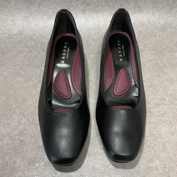 미사용 새상품 RAKUNA 지압 가죽 펌프스 24.5cm 4E 블랙