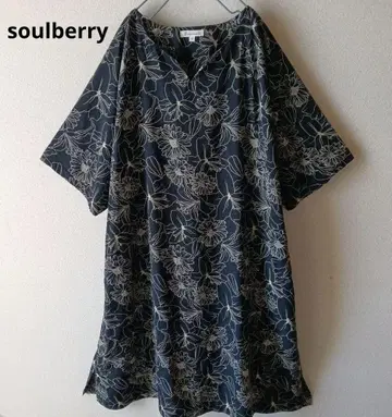 soulberry 롱 원피스 꽃무늬 넉넉한 블랙