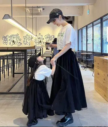 핏모어 2way 샤샤 스커트 블랙 도트 무늬