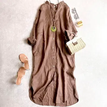 새상품급 프레임워크 FRENCH LINEN 셔츠 원피스 밴드 카라