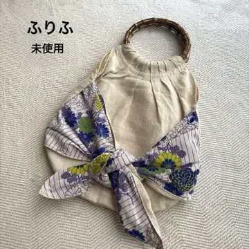 미사용 후리후리 대나무 가방 기모노 유카타 리본 토트백 핸드백