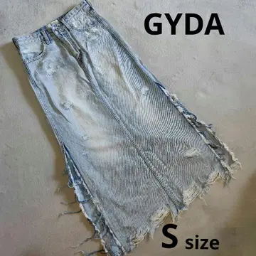 GYDA 데님 스커트 제이다 데미지 데님 롱 스커트