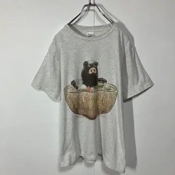 반팔 티셔츠, 돈지루 프린트, 크루넥, 구제 의류
