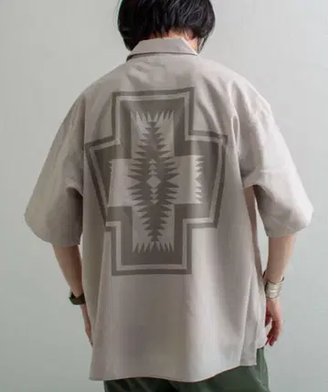 PENDLETON 백 프린트 숏 슬리브 셔츠 오픈 카라 L
