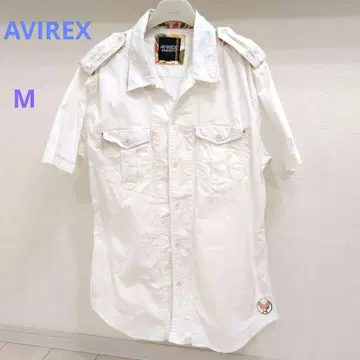 AVIREX 사파리 셔츠 면 100% 화이트 M 사이즈