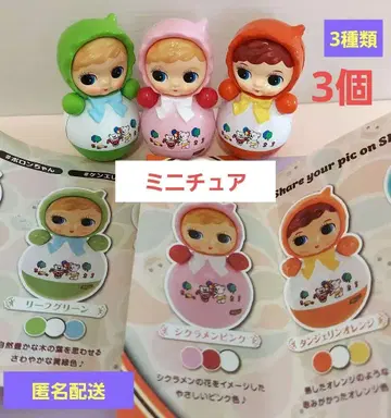 오키아가리 포론짱 3종류 3개 가챠가챠 미니어처 레트로 컬러