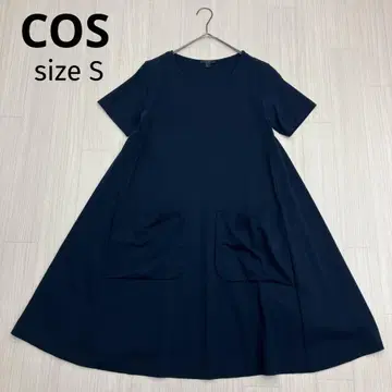 COS 코스 반팔 스트레치 티셔츠 튜닉 원피스 네이비 S