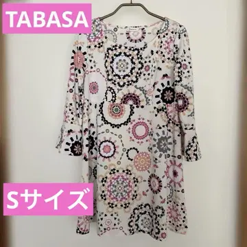 TABASA 7부 소매 프릴 튜닉 원피스