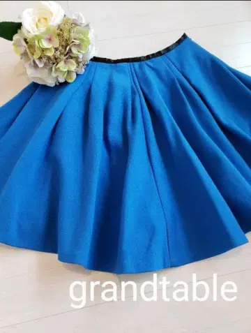 파란색 플레어 스커트 검은색 테두리