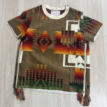 sacai 사카이 기하학 패턴 사이드 지퍼 티셔츠 반팔