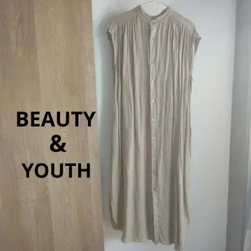 BEAUTY & YOUTH 프렌치 린넨 개더 원피스 베이지