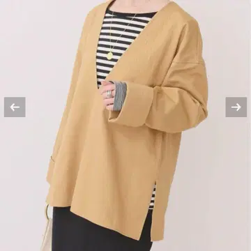 새상품급 스픽 앤 스팬 치노 트윌 V넥 튜닉 레이어드 베이지