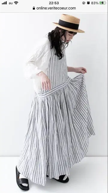 veritecueur 리투아니아 린넨 JP 스커트 스트라이프