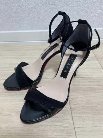 DIANA 핑 힐 샌들 레드 밑창 스웨이드 스트랩 22.5cm