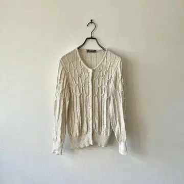구제 의류 일본제 린넨 가디건 펄 버튼 면 코튼 레트로 걸리시