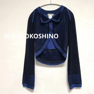 히로코코시노 크롭 가디건 블랙 블루 여성용 M
