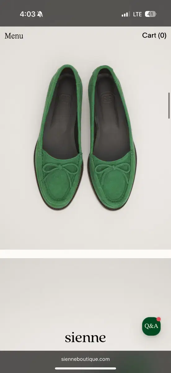 New) Sienne Classic Stitch Leather Loafer Green 225mm