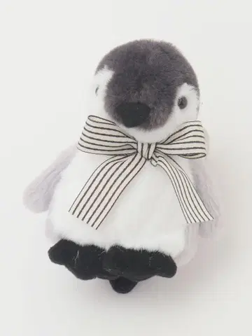 핑크 하우스 고양이랑 아기 펭귄 봉제 인형 코사지 펭귄