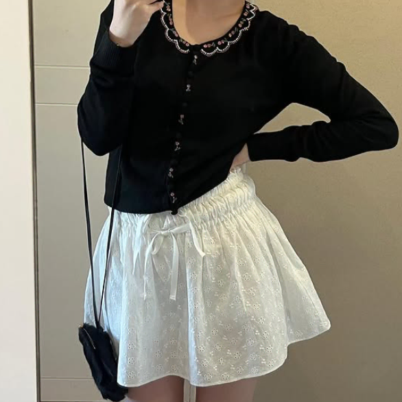 【Sinoon】 Rose Scallop Mini Skirt / 追跡付 MUSINSA公式 | SINOON Rose Scallop Mini Skirt (White)