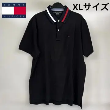 타미힐피거 남성용 반팔 피케 셔츠 블랙 XL