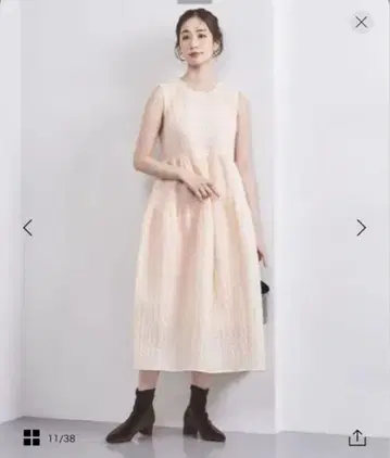 유나이티드 애로우즈 에어리 도트 자카드 원피스 라이트 핑크