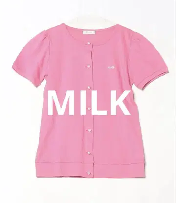 1008 MILK 펄 버튼 퍼프 슬리브 가디건 티셔츠