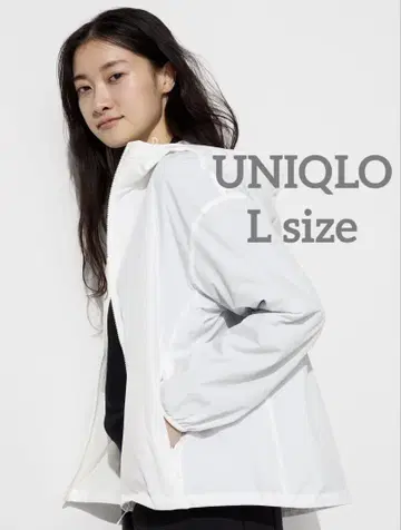 유니클로 포켓블 UV 차단 후드티 화이트 흰색 L 사이즈