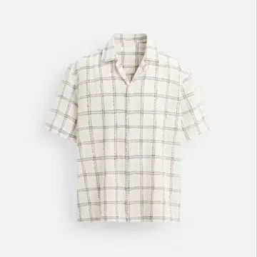 ZARA 자라 텍스처 체크 셔츠 반팔 셔츠 M