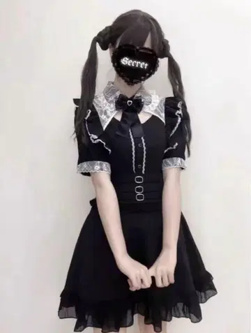 리본 포함 반팔 블랙 셋업 M 지뢰계 양산형
