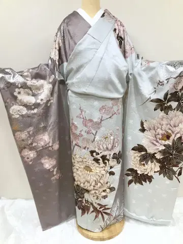 후리소데 단품 미재단 제품 순수 실크 고전 패턴