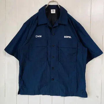 지유 X SOPH. 1MW 오픈 카라 셔츠 네이비 M 사이즈