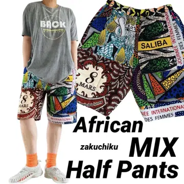 아프리카 바틱 zakuchiku 컬러풀 하프 팬츠
