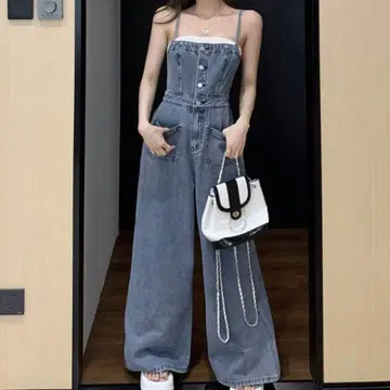 오버롤 데님 살로펫 팬츠 점프수트 올인원 새상품