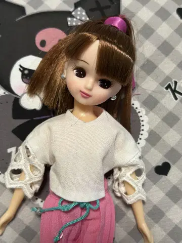 리카짱 핑크 메쉬 포니테일