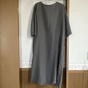 MUJI 무인양품 7부 소매 린넨 100% 롱 원피스