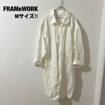 프레임워크 린넨 셔츠 7부 기장 튜닉 M 화이트 겉옷 린넨 100%