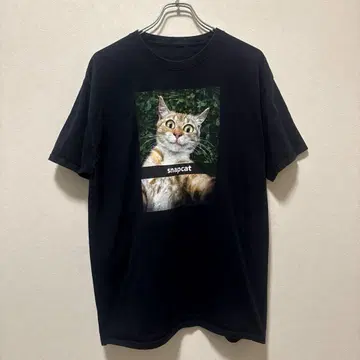 이쪽의 켄토 착용 Snapcat 유머 고양이 티셔츠 블랙 L 상당