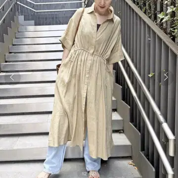 스픽 앤 스팬 허리 개더 셔츠 원피스
