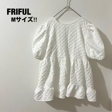 FRIFUL 반팔 퍼프 슬리브 블라우스 튜닉 체형 커버 M 예쁜