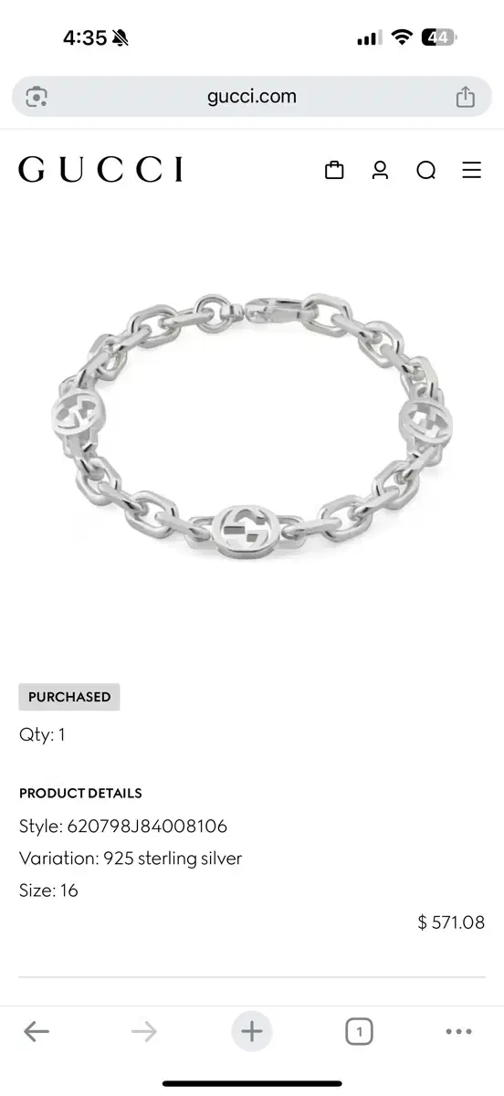 Gucci Interlocking G Bracelet Silver