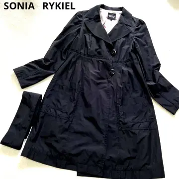 SONIA RYKIEL 블랙 귀여운 트렌치코트 리본 벨트 포함