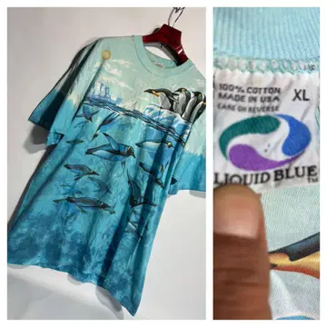 90's 빈티지 LIQUID BLUE 리퀴드 블루 USA제 펭귄 티셔츠