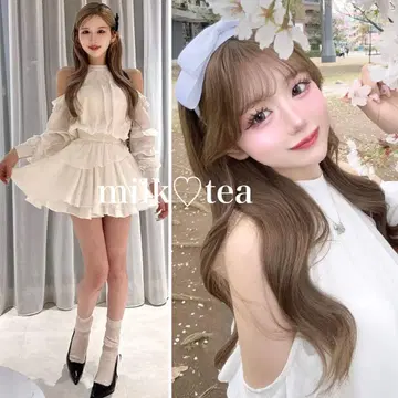 새상품 택 포함 다리치 볼륨 쉬폰 미니 원피스 화이트 프리 사이즈