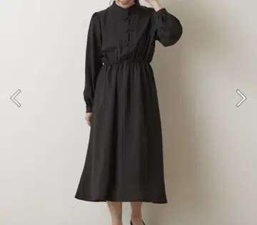 olive des olive 차이나 드레스 스타일 블랙 긴팔 원피스