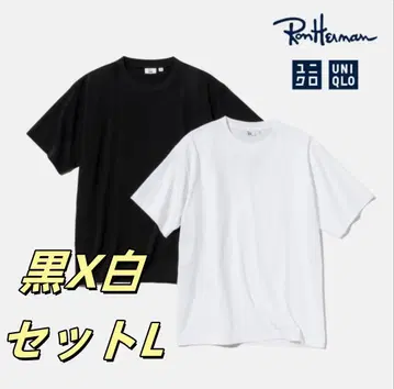 유니클로 론 허먼 티셔츠 화이트/블랙 세트 2장 L1
