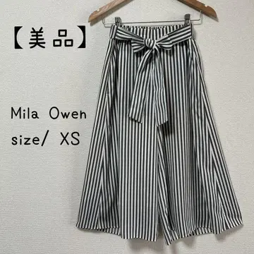 Mila Owen 미라 오웬 와이드 팬츠 보더 XS 리본