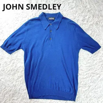 JOHN SMEDLEY 니트 피케 셔츠 씨 아일랜드 코튼 블루 XS
