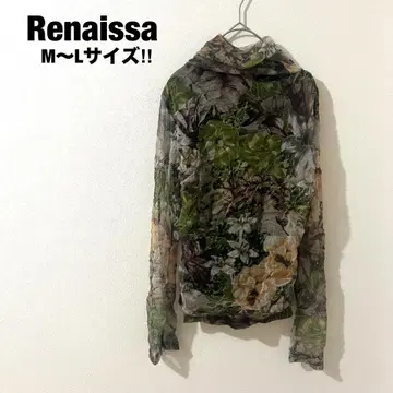 Renaissa 올 패턴 셔츠 개성적인 꽃무늬 시스루 M L 여성용